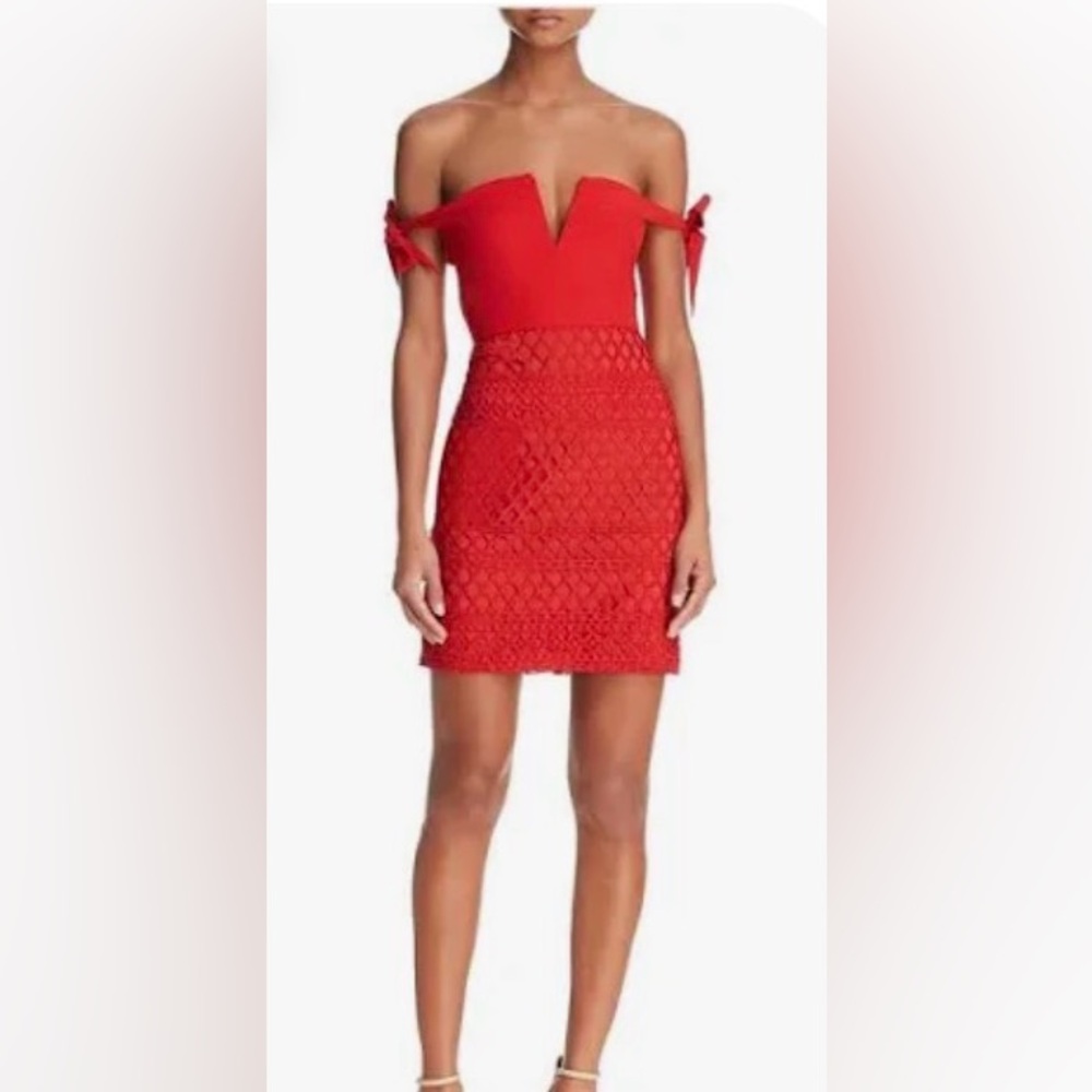 New Revolve Stylestalker Red Mini Dress with Lace Detail